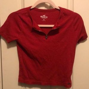 quarter zip red baby tee